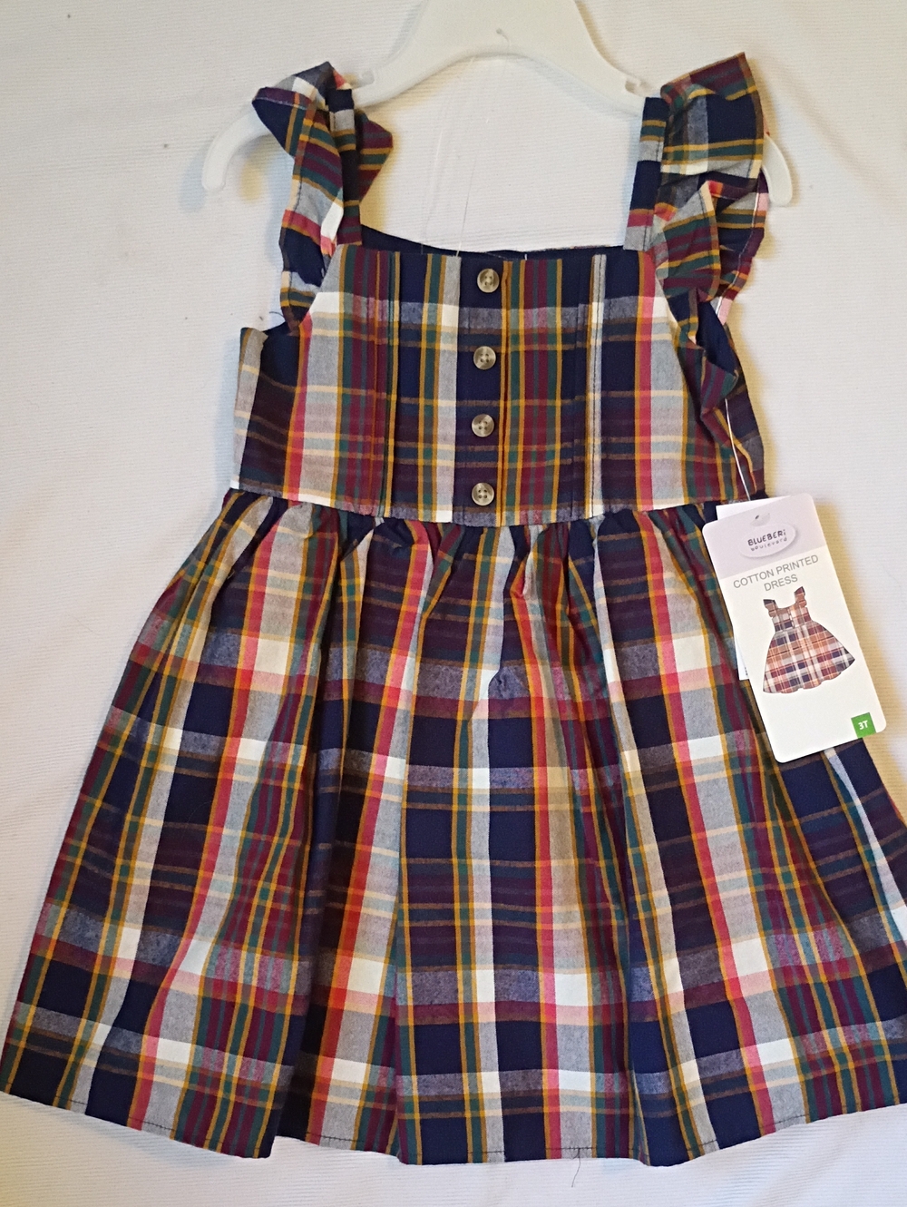 NWT Blueberi Boulevard Multicolor Plaid Cotton Dress